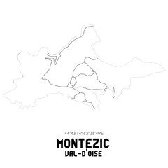 MONTEZIC Val-d'Oise. Minimalistic street map with black and white lines.