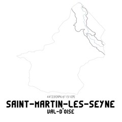 SAINT-MARTIN-LES-SEYNE Val-d'Oise. Minimalistic street map with black and white lines.