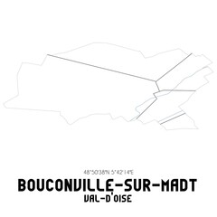 BOUCONVILLE-SUR-MADT Val-d'Oise. Minimalistic street map with black and white lines.