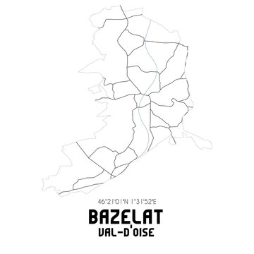 BAZELAT Val-d'Oise. Minimalistic street map with black and white lines.
