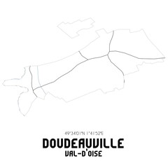 DOUDEAUVILLE Val-d'Oise. Minimalistic street map with black and white lines.