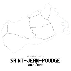 SAINT-JEAN-POUDGE Val-d'Oise. Minimalistic street map with black and white lines.