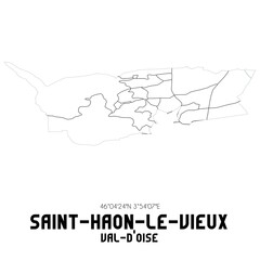 SAINT-HAON-LE-VIEUX Val-d'Oise. Minimalistic street map with black and white lines.