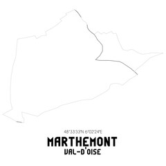 MARTHEMONT Val-d'Oise. Minimalistic street map with black and white lines.