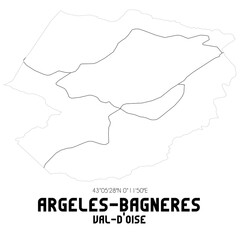 ARGELES-BAGNERES Val-d'Oise. Minimalistic street map with black and white lines.