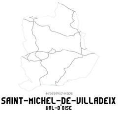 SAINT-MICHEL-DE-VILLADEIX Val-d'Oise. Minimalistic street map with black and white lines.