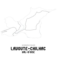 LAVOUTE-CHILHAC Val-d'Oise. Minimalistic street map with black and white lines.