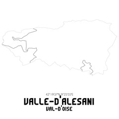 VALLE-D'ALESANI Val-d'Oise. Minimalistic street map with black and white lines.