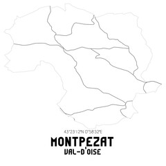 MONTPEZAT Val-d'Oise. Minimalistic street map with black and white lines.