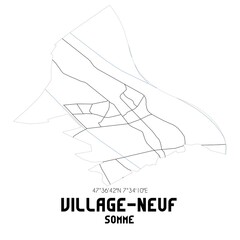 VILLAGE-NEUF Somme. Minimalistic street map with black and white lines.