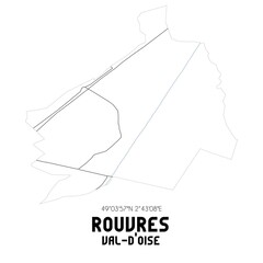 ROUVRES Val-d'Oise. Minimalistic street map with black and white lines.