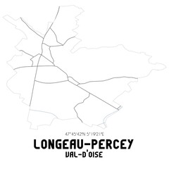 LONGEAU-PERCEY Val-d'Oise. Minimalistic street map with black and white lines.