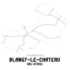 BLANGY-LE-CHATEAU Val-d'Oise. Minimalistic street map with black and white lines.