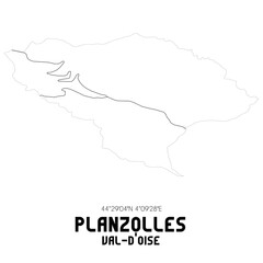 PLANZOLLES Val-d'Oise. Minimalistic street map with black and white lines.