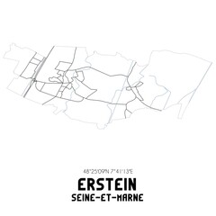 ERSTEIN Seine-et-Marne. Minimalistic street map with black and white lines.