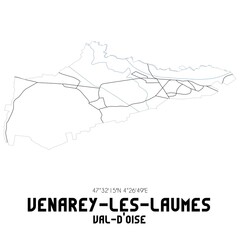 VENAREY-LES-LAUMES Val-d'Oise. Minimalistic street map with black and white lines.