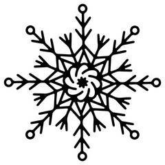 Simple Outline Snowflake Sign. Doodle Snowflake Icon.
