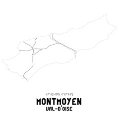 MONTMOYEN Val-d'Oise. Minimalistic street map with black and white lines.