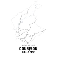 COUBISOU Val-d'Oise. Minimalistic street map with black and white lines.