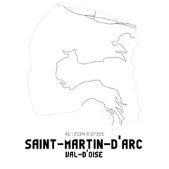 SAINT-MARTIN-D'ARC Val-d'Oise. Minimalistic street map with black and white lines.