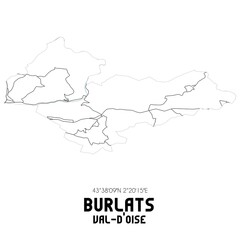 BURLATS Val-d'Oise. Minimalistic street map with black and white lines.