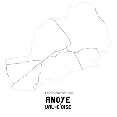 ANOYE Val-d'Oise. Minimalistic street map with black and white lines.