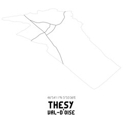 THESY Val-d'Oise. Minimalistic street map with black and white lines.