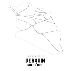 VERQUIN Val-d'Oise. Minimalistic street map with black and white lines.