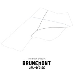 BRUNEMONT Val-d'Oise. Minimalistic street map with black and white lines.
