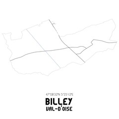 BILLEY Val-d'Oise. Minimalistic street map with black and white lines.