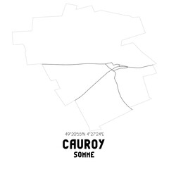 CAUROY Somme. Minimalistic street map with black and white lines.
