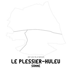 LE PLESSIER-HULEU Somme. Minimalistic street map with black and white lines.