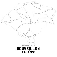 ROUSSILLON Val-d'Oise. Minimalistic street map with black and white lines.