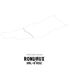 RONVAUX Val-d'Oise. Minimalistic street map with black and white lines.