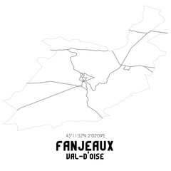 FANJEAUX Val-d'Oise. Minimalistic street map with black and white lines.