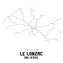 LE LONZAC Val-d'Oise. Minimalistic street map with black and white lines.