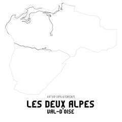 LES DEUX ALPES Val-d'Oise. Minimalistic street map with black and white lines.