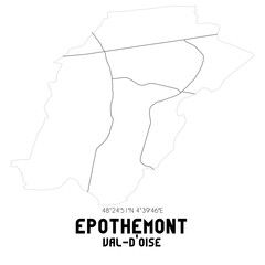 EPOTHEMONT Val-d'Oise. Minimalistic street map with black and white lines.