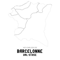 BARCELONNE Val-d'Oise. Minimalistic street map with black and white lines.