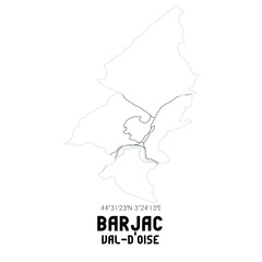 BARJAC Val-d'Oise. Minimalistic street map with black and white lines.