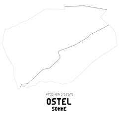 OSTEL Somme. Minimalistic street map with black and white lines.