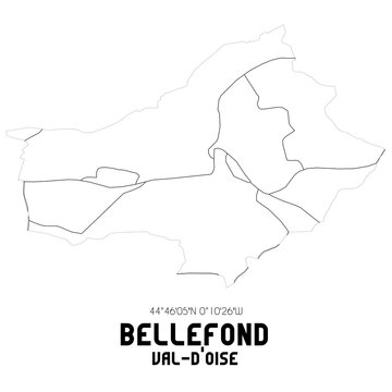 BELLEFOND Val-d'Oise. Minimalistic street map with black and white lines.