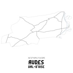 AUDES Val-d'Oise. Minimalistic street map with black and white lines.