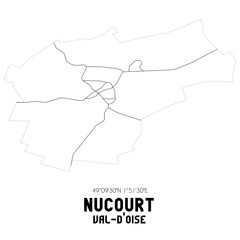 NUCOURT Val-d'Oise. Minimalistic street map with black and white lines.