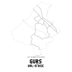 GURS Val-d'Oise. Minimalistic street map with black and white lines.