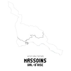 MASSOINS Val-d'Oise. Minimalistic street map with black and white lines.