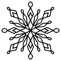 Simple Outline Snowflake Sign. Doodle Snowflake Icon.