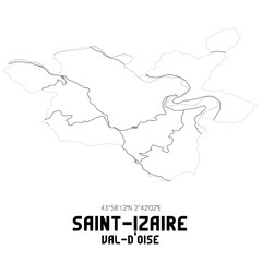 SAINT-IZAIRE Val-d'Oise. Minimalistic street map with black and white lines.