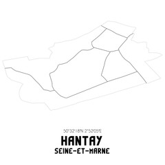 HANTAY Seine-et-Marne. Minimalistic street map with black and white lines.