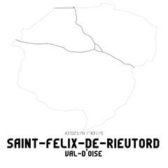 SAINT-FELIX-DE-RIEUTORD Val-d'Oise. Minimalistic street map with black and white lines.